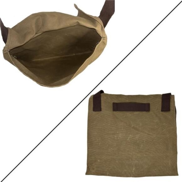 Waxed Canvas Haversack Shoulder Bag Durable Bushcraft Foraging Gardening Bag - Picture 2 of 7